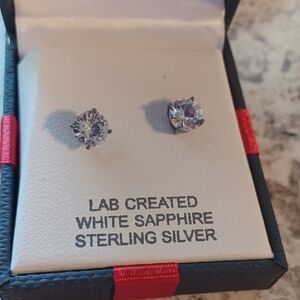 Elegant Sterling Silver White Sapphire Earrings
